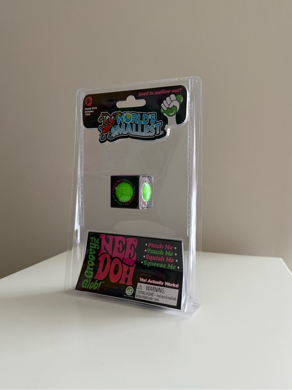 New Nee Doh Schylling World's Smallest Groovy Glob Green RARE Needoh Tiny Ball